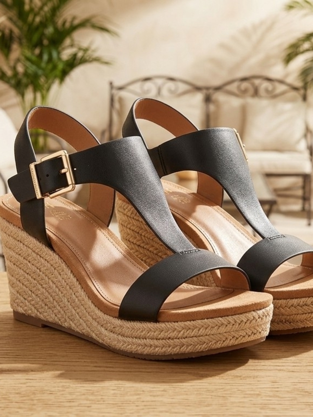 Kenneth Cole Reaction Women's T-Strap Espadrille Wedge Sandals
